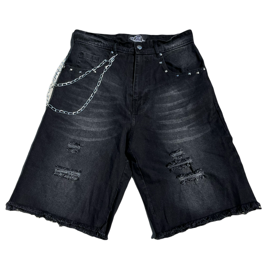 Black "5D" Studded Jorts