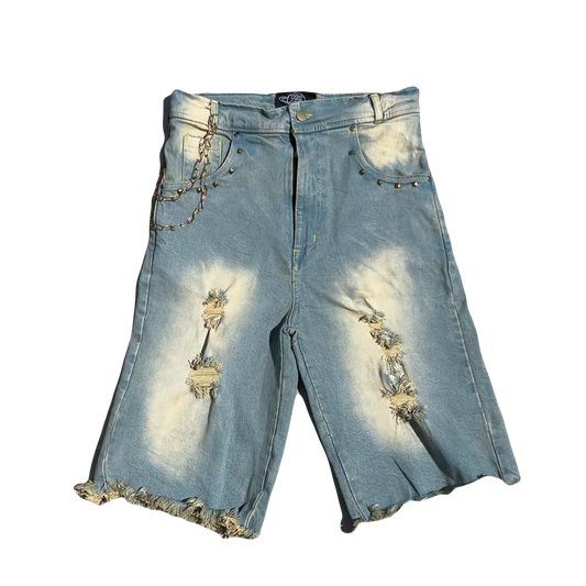 Sand Blue "5D" Studded Jorts